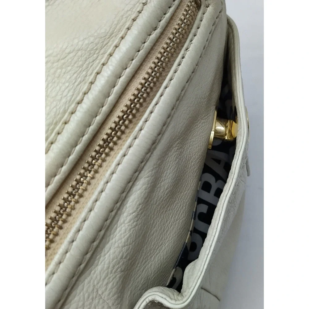 Marc By Marc Jacobs Off-White Leather Turnlock Pockets Zipper Hobo Shoulder Bag
